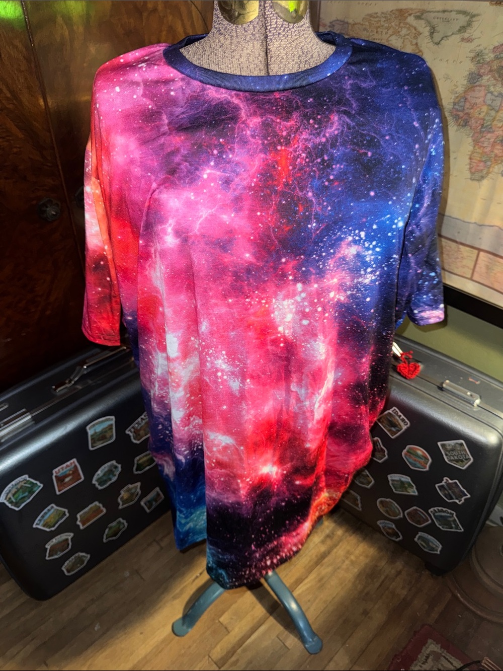 iEDM Cosmic Galaxy All Over Print T Shirt Purple Pink Nebula Rave Festival Mens